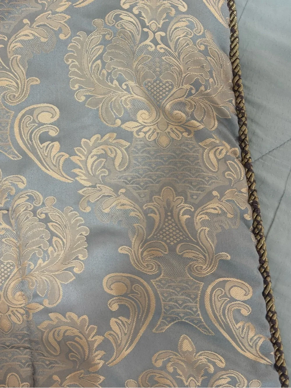 Luxury Vintage Blue Gold Beige Damask Comforter Set Grandmillennial